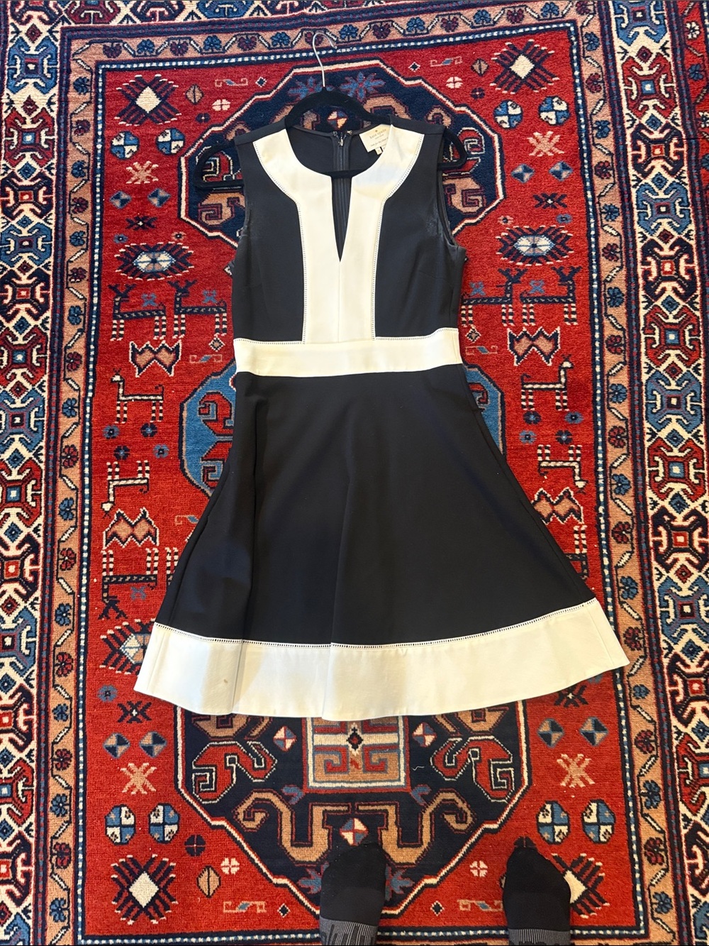 Kate Spade Black and White Sleeveless Fit-and-Flare Dress Size 2